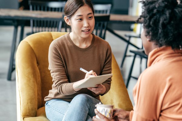 one woman interviewing another